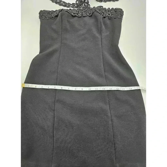Vtg Roberta Women's 5/6 Black Halter Neck Fitted Formal Mini Dress - Picture 11 of 12